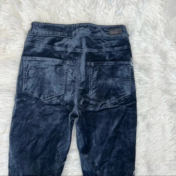 PAIGE Verdugo Ultra Skinny Velvet Pants Midnight Slate Casual Women’s 23 - Picture 10 of 12